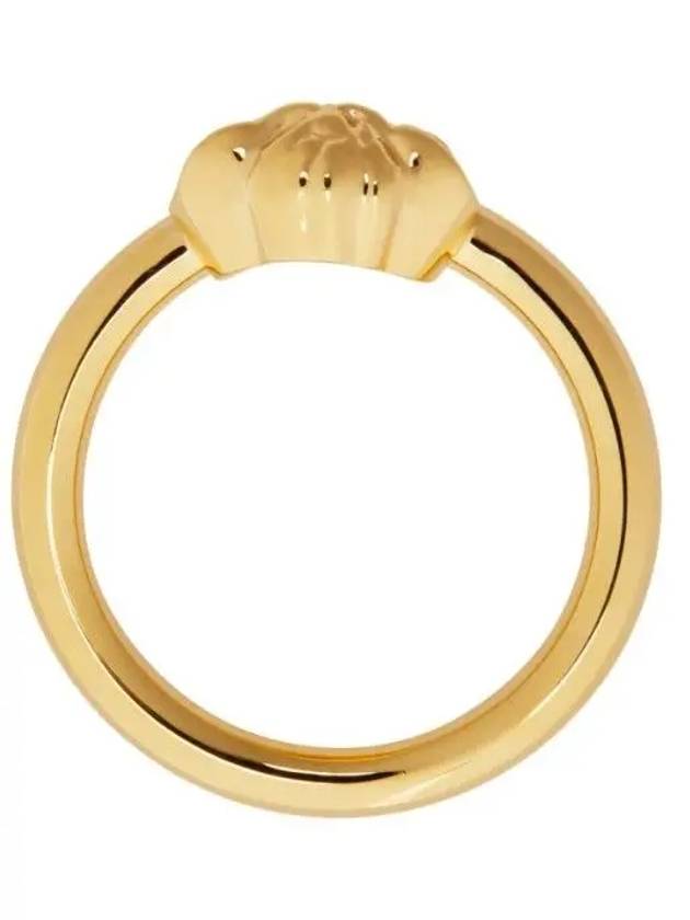 Goldtone breath logo engraved Medusa face ring - VERSACE - BALAAN 2