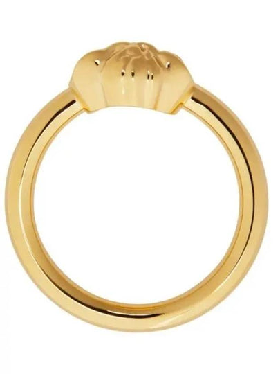 Goldtone breath logo engraved Medusa face ring - VERSACE - BALAAN 2