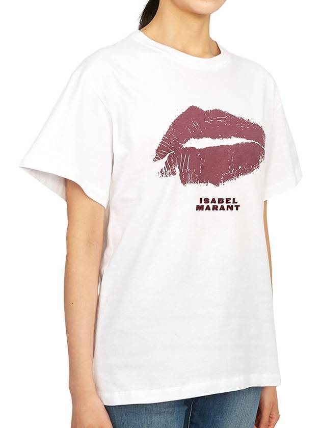 Lips Embroidered Logo Short-Sleeved T-Shirt White - ISABEL MARANT - BALAAN 6