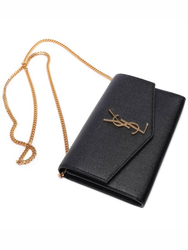 Monogram Uptown Chain Embossed Leather Long Wallet Black - SAINT LAURENT - BALAAN 6