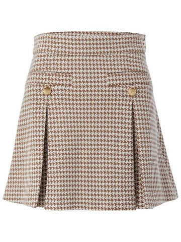 HOUNDTOOTH PLEATS SKIRTBEIGE - AOW - BALAAN 1