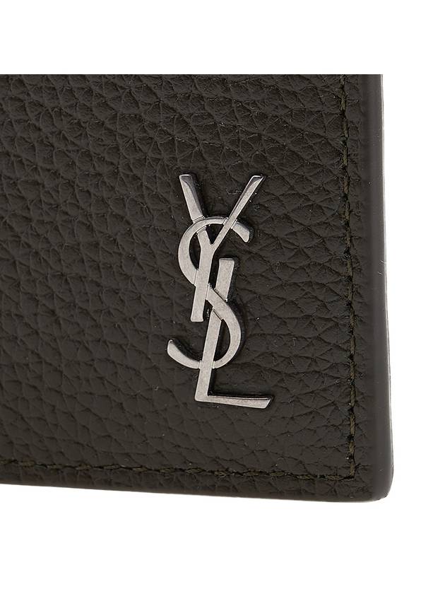 Casandre Small Grain Leather Card Wallet Dark Khaki - SAINT LAURENT - BALAAN 7