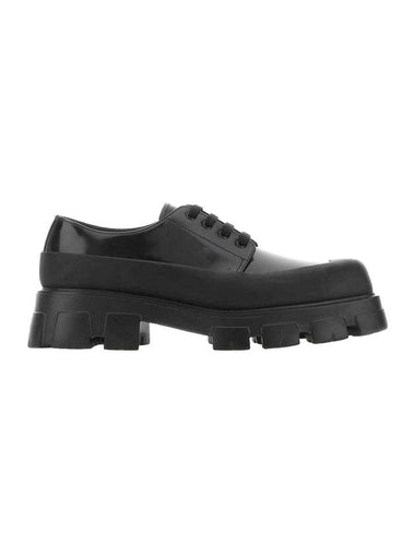 Brushed Lace-Up Leather Derby Black - PRADA - BALAAN 1