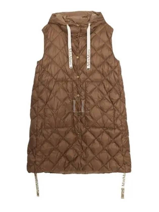 Sisoft Double-Sided Drawstring Hood Padded Long Vest Brown - MAX MARA - BALAAN 2