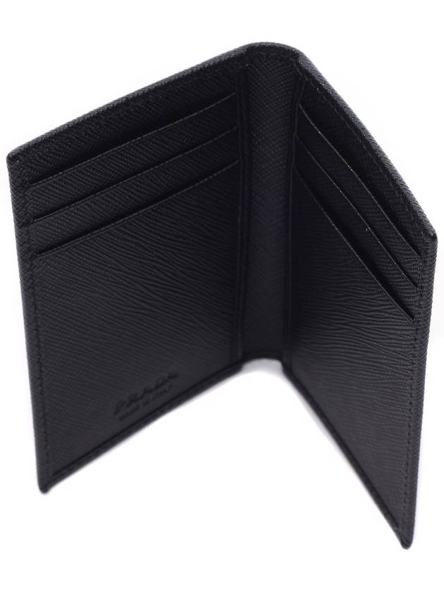 Saffiano Triangular Logo Flap Card Wallet Black - PRADA - BALAAN 7