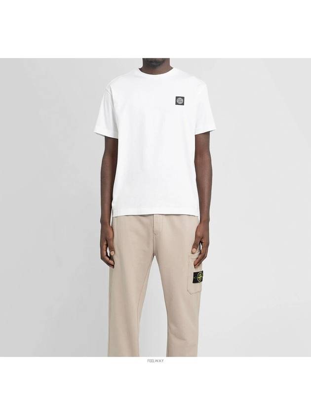 Logo Patch Cotton Short Sleeve T-Shirt White - STONE ISLAND - BALAAN 6