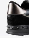 Camo Bronze Rockrunner Low Top Sneakers Black - VALENTINO - BALAAN.