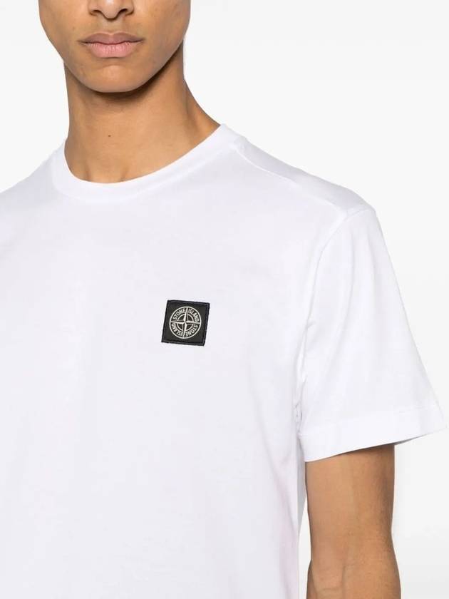 Logo Patch Short Sleeves T-Shirt White - STONE ISLAND - BALAAN 3