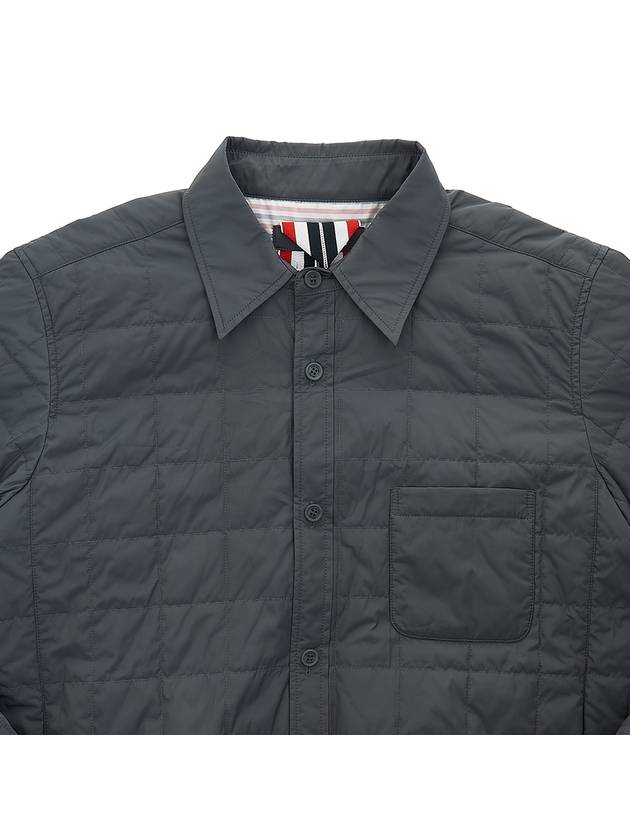 4 Bar Poly Twill Down Shirt Jacket Grey - THOM BROWNE - BALAAN 4