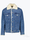 Fake Fur Trucker Denim Jacket Vintage Blue - AMI - BALAAN 2