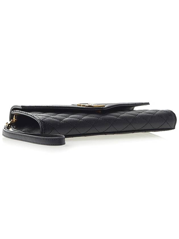 Matelasse Gold Logo Strap Clutch Bag Black - SAINT LAURENT - BALAAN 6