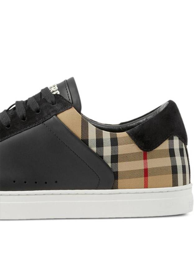 Checked Leather Suede Low Top Sneakers Black - BURBERRY - BALAAN 3