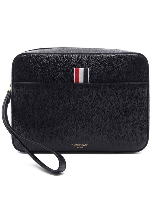 Tom Brown Logo Leather Clutch Black - THOM BROWNE - BALAAN 2