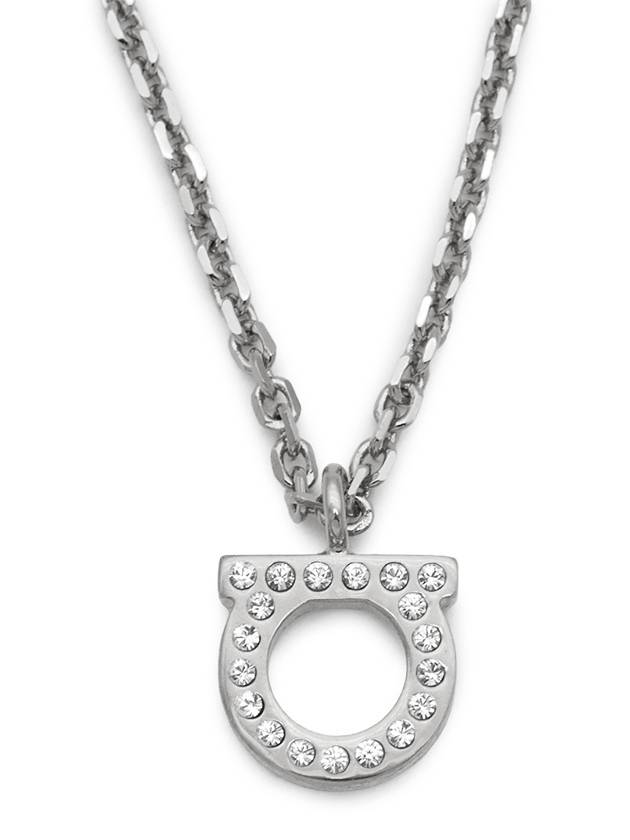 Gancini Crystal Necklace Silver - SALVATORE FERRAGAMO - BALAAN 2