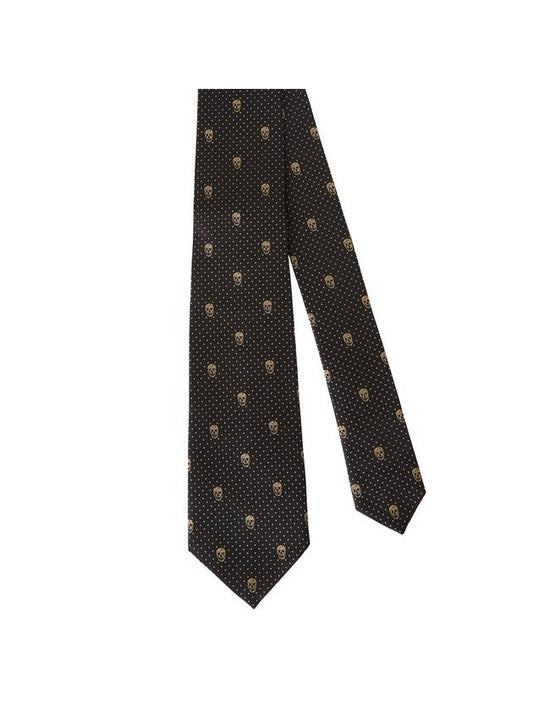 Skull Polka Dot Silk Tie Brown - ALEXANDER MCQUEEN - BALAAN 2