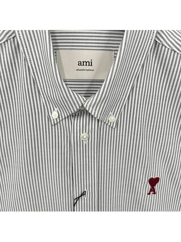 heart logo striped shirt BFUSH063 039 - AMI - BALAAN 5