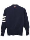 Milano Stitch 4 Bar Classic V Neck Fine Merino Wool Cardigan Navy - THOM BROWNE - BALAAN 4