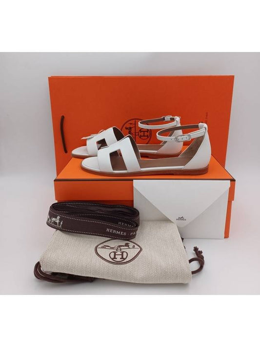 Santorini Calfskin Sandals Blanc - HERMES - BALAAN 2