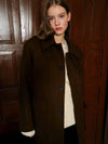 Oversized Out Pocket Felt Mac CoatBrownW - KINETO - BALAAN 2