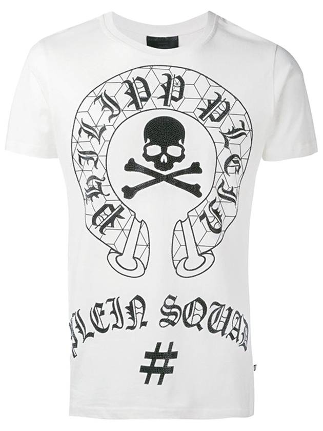 Skull Horseshoe Short Sleeve T-Shirt White - PHILIPP PLEIN - BALAAN 1