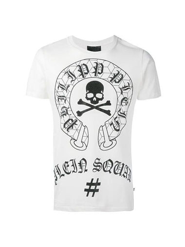 Skull Horseshoe Short Sleeve T-Shirt White - PHILIPP PLEIN - BALAAN 1