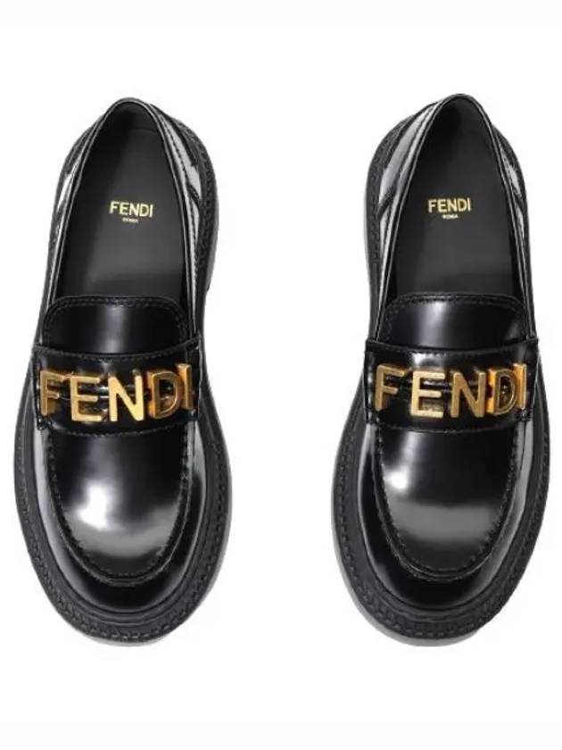 Graphy Logo Leather Loafers Black - FENDI - BALAAN 2