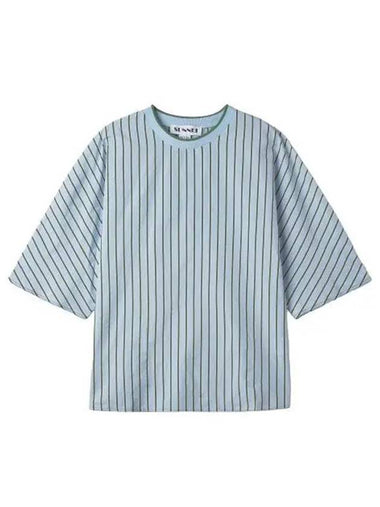 Kimono Short Sleeve T Shirt Green Blue Stripe - SUNNEI - BALAAN 1