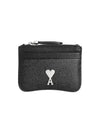 Zipper Card Holder Black Vibrated Silver USL105 AL0036 0014 - AMI - BALAAN 1