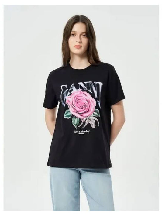 Basic Jersey Rose Relax Fit T Shirt Phantom Domestic Product GM0024073158286 - GANNI - BALAAN 1