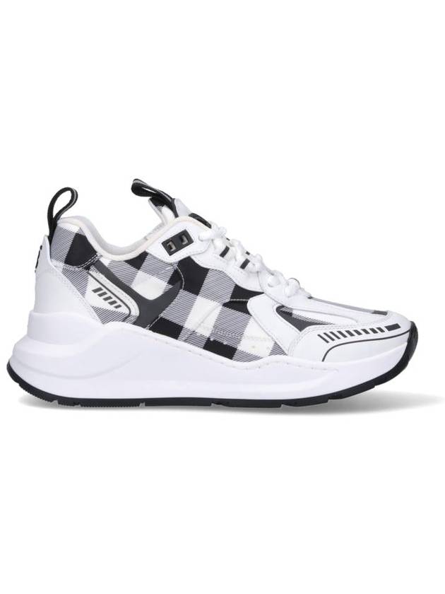 Check Pattern Leather Low Top Sneakers Black White - BURBERRY - BALAAN 2