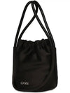 Mini Note Recycled Nylon Top Handle Drawstring Tote Bag - GANNI - BALAAN 1