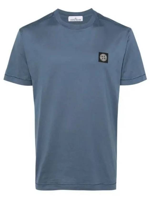 Logo Patch Short Sleeves T-Shirt Avio Blue - STONE ISLAND - BALAAN 2