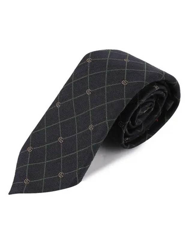 Double G Check Silk Jacquard Tie Blue - GUCCI - BALAAN 9