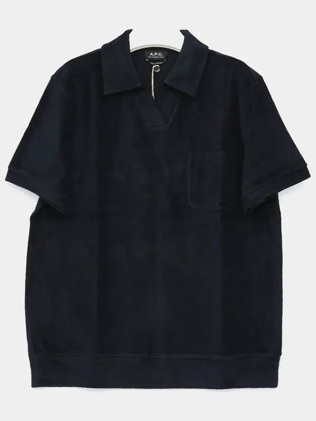 Fleece Pocket Polo Shirt Dark Navy - A.P.C. - BALAAN 4