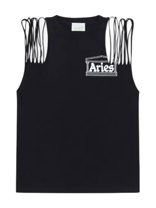 Aries slashed shoulder temple vest black sleeveless tank top - ARIES - BALAAN 1