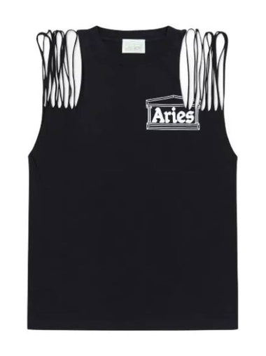 Aries Slashed Shoulder Temple Vest Black STAR40053BLK Sleeveless Tank Top - ARIES - BALAAN 1