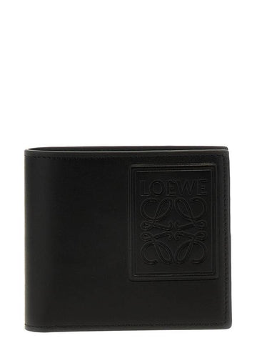 Anagram Logo Patch Bifold Calfskin Half Wallet Black - LOEWE - BALAAN 1