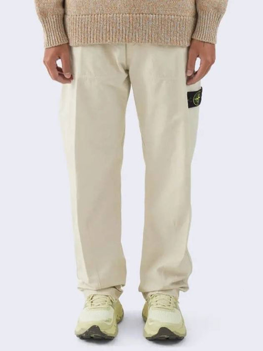 Men s Ripstone Waffen Patch Gabardine Chino Pants Trousers Beige 791531512 V0097 - STONE ISLAND - BALAAN 1