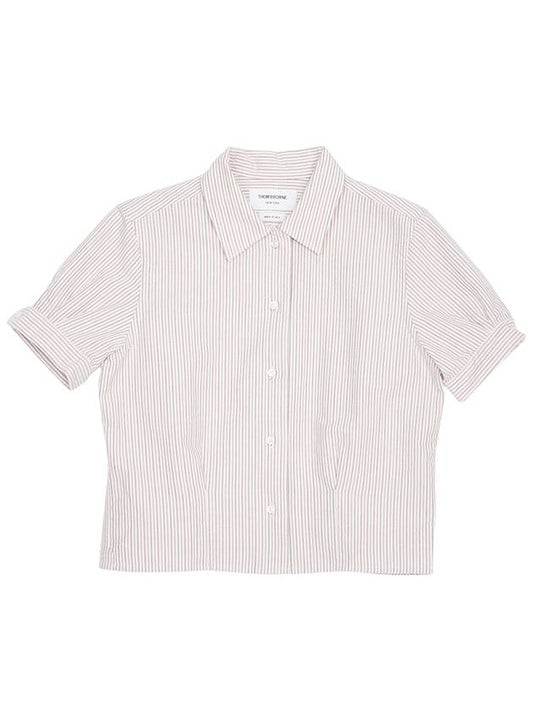 Stripe Oxford Short Sleeve Shirt Red - THOM BROWNE - BALAAN 2