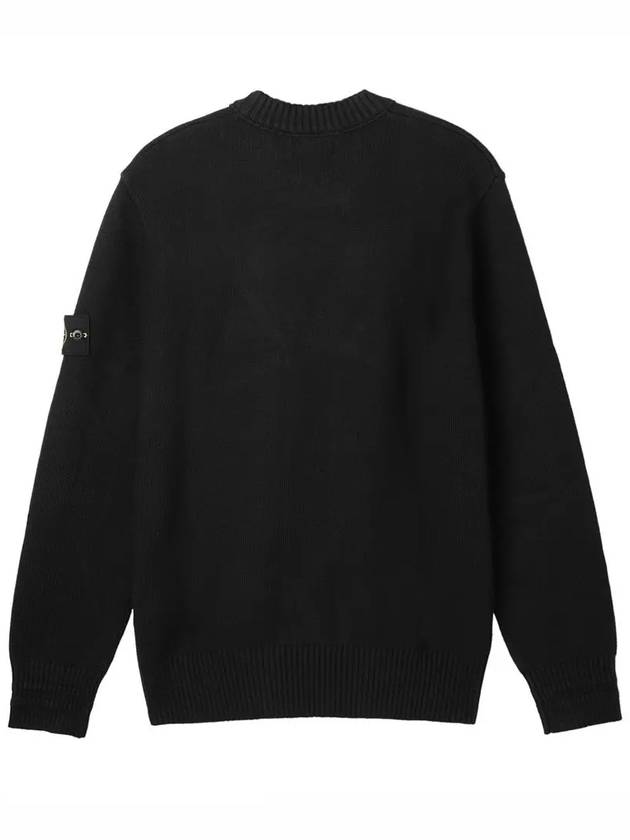 Round Neck Wappen Organic Knit Top Black - STONE ISLAND - BALAAN 3