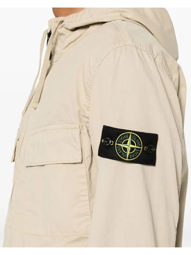 Cotton Twill Stretch Hooded Jacket Beige - STONE ISLAND - BALAAN 6