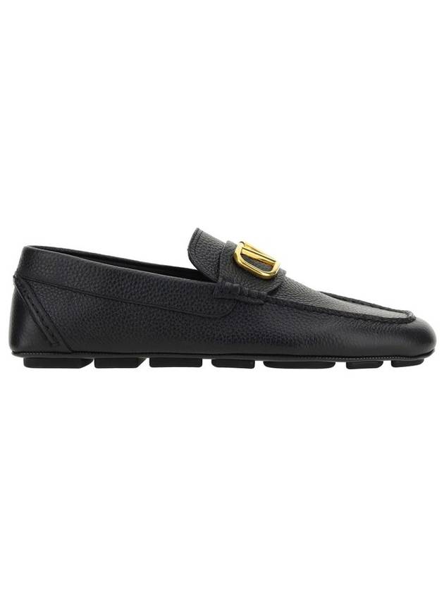 V Logo Leather Loafers Black - VALENTINO - BALAAN 1