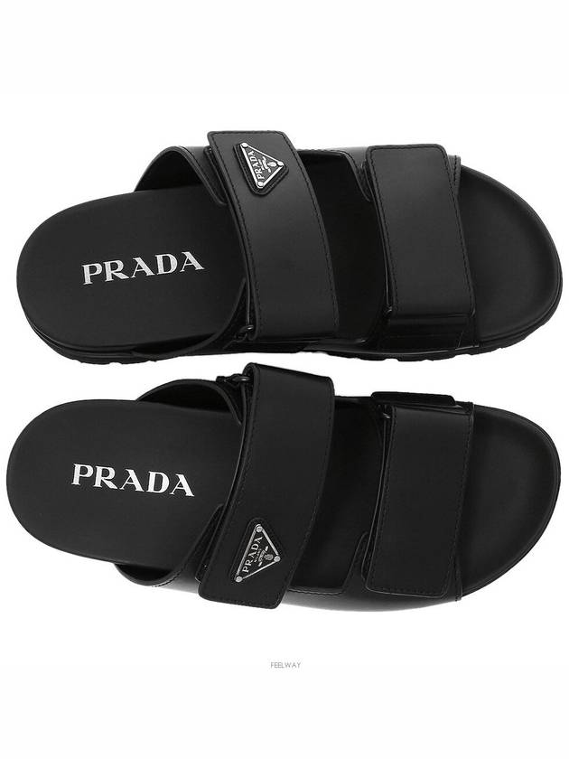 Strap Leather Sandals Black - PRADA - BALAAN 4