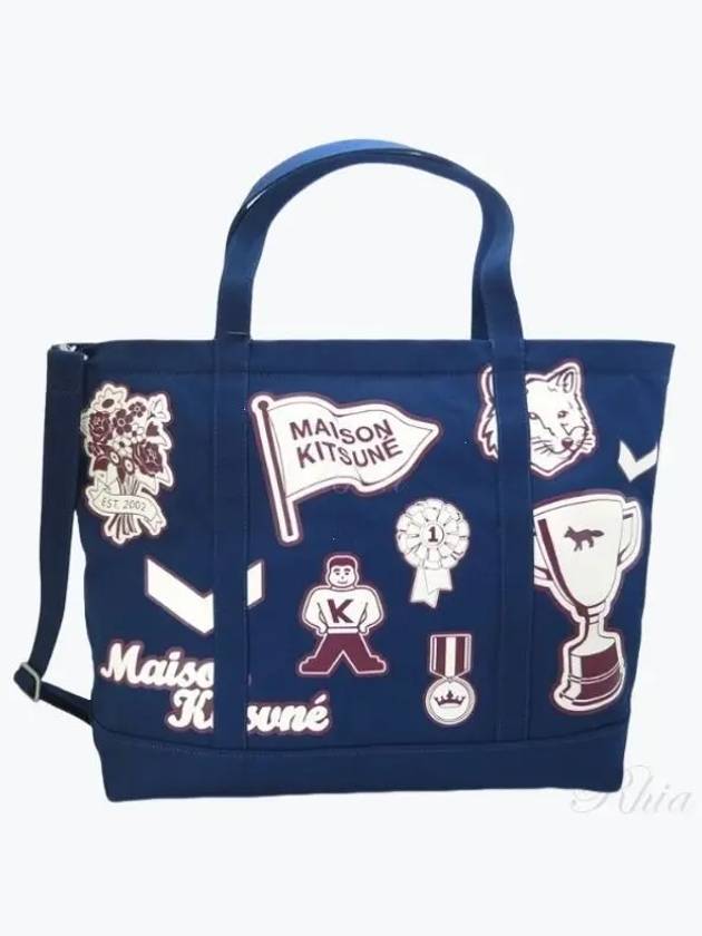 Varsity Patches Tote Bag Ink Blue - MAISON KITSUNE - BALAAN 2