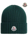 Kids Wool Beanie Emerald Green 3B00012 M1131 870 - MONCLER - BALAAN 2