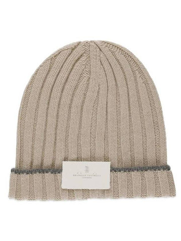 Logo patch cashmere beanie - BRUNELLO CUCINELLI - BALAAN 1