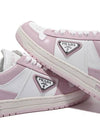 Downtown Perforated Leather Low Top Sneakers Pink - PRADA - BALAAN 3