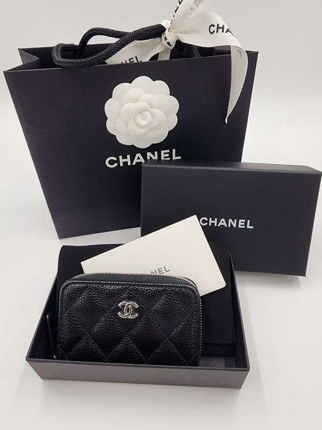 Classic zipper coin purse caviar black silver AP0216 - CHANEL - BALAAN 1