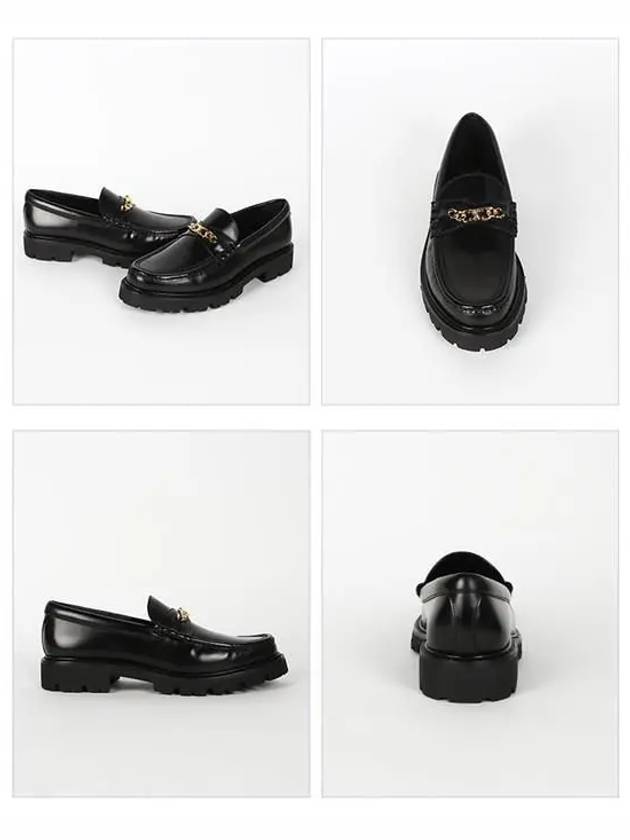 Triomphe Magaret Chain Chunky Leather Loafers Black - CELINE - BALAAN 3