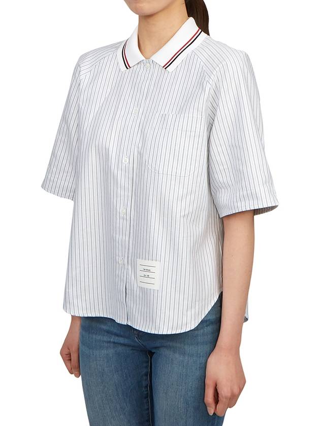 Stripe Short Sleeve Shirt Blue - THOM BROWNE - BALAAN 5